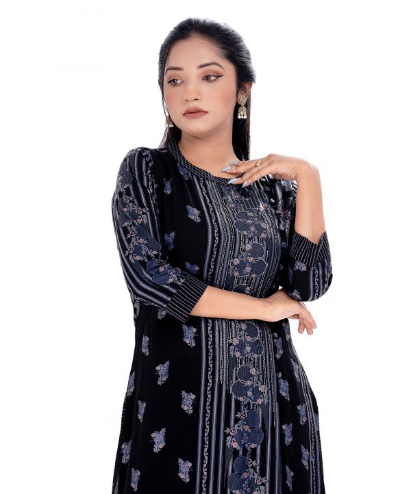 Black Viscose Straight-Cut Kameez