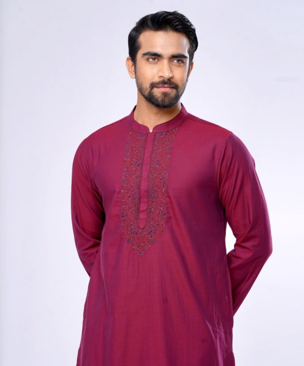 Red Premium Cotton Panjabi