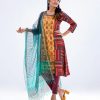 Red A-Line Georgette Salwar Kameez