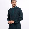 Green Fitted Jacquard Panjabi