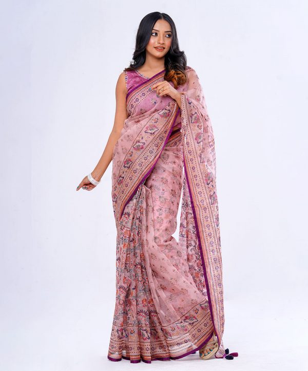 Pink Exclusive Muslin Saree