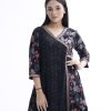 Black Viscose and Georgette Retro-Wrap Kameez