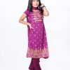 Purple Crepe and Viscose Salwar Kameez