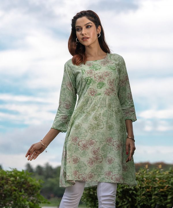 Green Viscose A-line Tunic