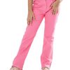 Pink woven pants in twill fabric. Five pockets, button fastening on the front & zipper fly.