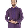 Purple premium Panjabi in Cotton fabric. Designed with karchupi on the collar and a hidden button placket.