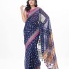 Blue all-over printed Saree in Cotton fabric. Embellished with decorative tassels on the achal.