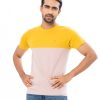 Yellow and Dusty pink T-Shirt in Cotton single jersey fabric. Designed with a crew neck and short sleeves. Metal logo attached on the chest.