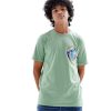 Green T-shirt in Cotton single jersey fabric. Designed with a crew neck, long sleeves and print on the chest.