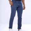 Men's slim fitted jeans in cotton spandex denim fabric. Five pockets, button fastening on the front and zipper fly.