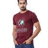 Maroon T-Shirt in Cotton single jersey fabric. Designed with a crew neck, short sleeves and print on the chest.