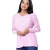 Pink Cardigan in Cotton knit fabric. Round neck, buttons at front, and long sleeves. Ribbed neckline, button placket, cuffs, and hem. Side slits.