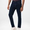 Men's regular fitted jeans in cotton spandex denim fabric. Five pockets, button fastening on the front and zipper fly.