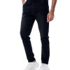 Black jeans in cotton spandex denim fabric. Five pockets, button fastening on the front and zipper fly.