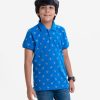 Kid boys short sleeves polo shirt in cotton pique fabric. Polka dot style toy zebra printed.